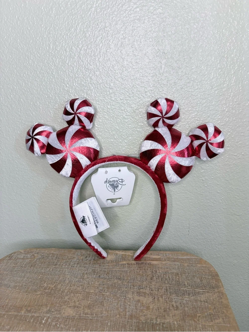 NWT Disney Parks Holiday Peppermint Swirl Mickey Ear Headband Size OS